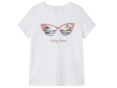 Name It bright white printet glitter t-shirt